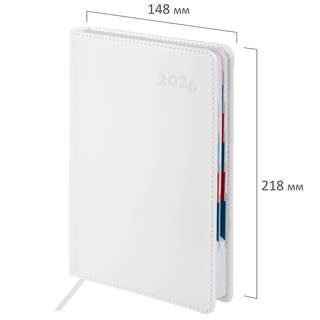 Ежедневник датированный 2026, А5, 148х218 мм, GALANT 'White', под кожу, белый 2