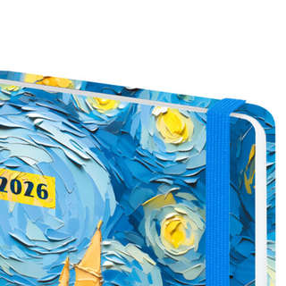 Ежедневник на 2026 год, А5, с резинкой, твердый, Brauberg Живопись 4