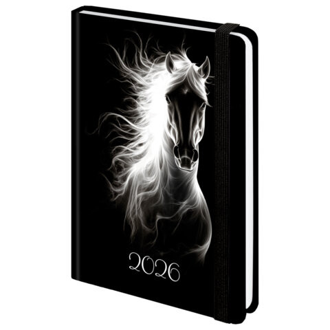 Ежедневник на 2026 год, А5, с резинкой, твердый, Brauberg Символ года