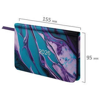 Еженедельник датированный 2026, А6, Brauberg Vista, под кожу, 'Мрамор' 2