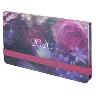 Еженедельник датированный 2026, А6, 171х93 мм, Brauberg Цветы...