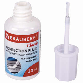 Корректирующая жидкость Brauberg 'Classic', быстросохнущая, 20 мл, с кисточкой 3