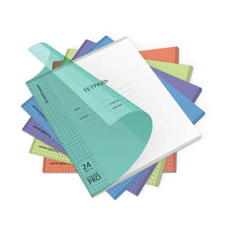 Тетрадь школьная А5+, 24 листа в клетку, пластиковая обложка,...