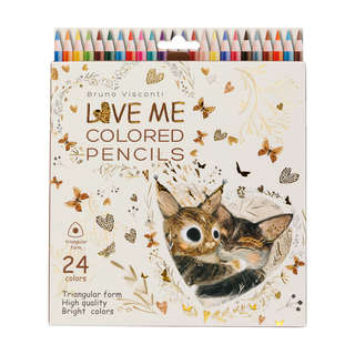 Карандаши цветные 24 цвета, грифель 3 мм, BV Love Me: Котики ...