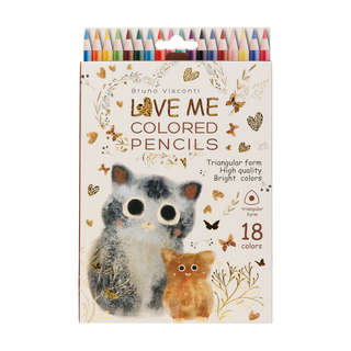 Карандаши цветные 18 цветов, грифель 3 мм, BV Love Me: Котики...