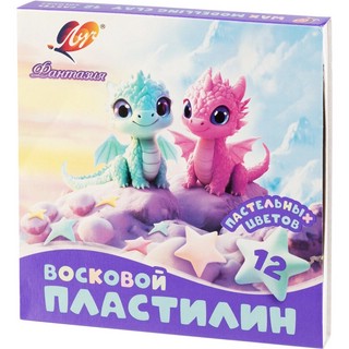 Пластилин 12 цветов, 180 г, восковой, стек, Луч 'Фантазия', к...