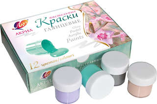 Краски акриловые, 12 пастельных цветов, глянцевые, Луч 2