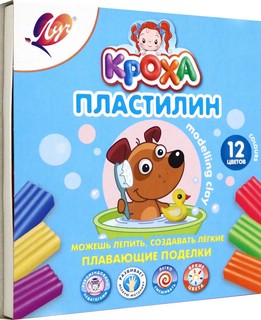 Пластилин 12 цветов, 144 г, плавающий, стек, Луч 'Кроха', кар...