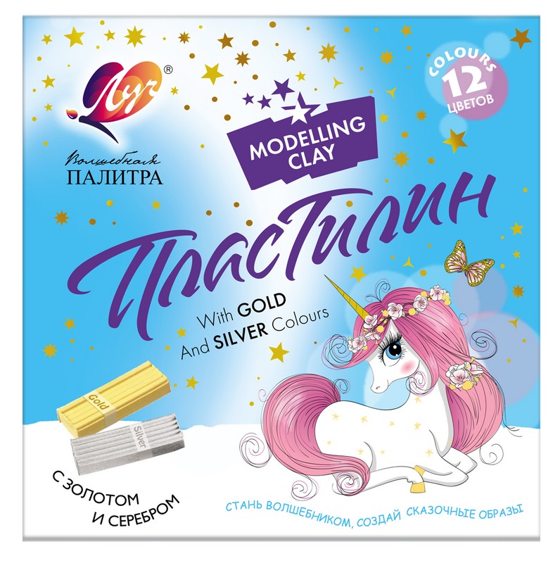 Пластилин 12 цветов по 20 г, со стеком, Луч 'Волшебная Палитра'