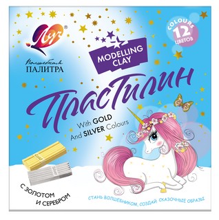 Пластилин 12 цветов по 20 г, со стеком, Луч 'Волшебная Палитра'