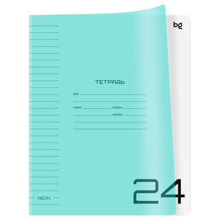 Тетрадь А5, 24 листа в линейку, BG 'UniTone. Neon', пластиков...