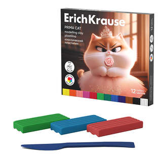 Пластилин классический 12 цветов со стеком, 192 г, ErichKraus...