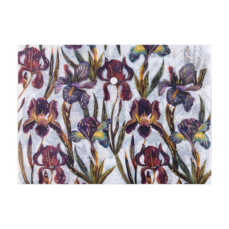 Папка-конверт на кнопке А4, 33х24 см, BV Flora: Ирисы