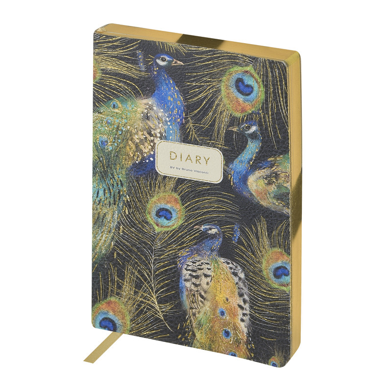 Ежедневник недатированный А5, 125х200 мм, BrunoVisconti 'Fauna: Павлины'