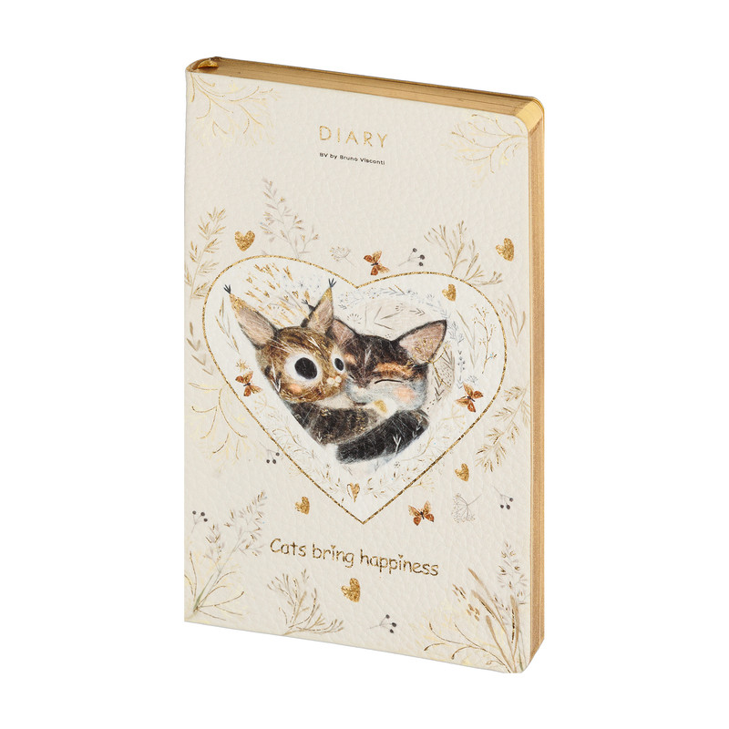 Ежедневник недатированный А5, 125х200 мм, BrunoVisconti 'LOVE ME: Котики приносят счастье'