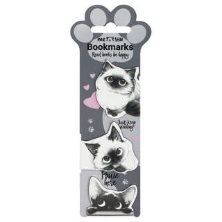 Закладки магнитные для книг, 3шт., MESHU 'Cats', матовая ламинация, соф-тач 2
