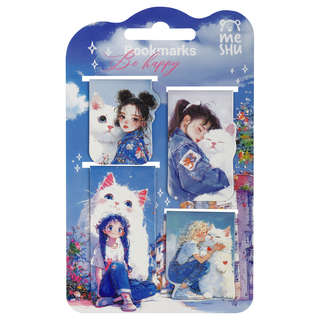 Закладки магнитные для книг, 4шт., MESHU 'Be happy', матовая ламинация 2