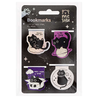 Закладки магнитные для книг, 4шт., MESHU 'Meow Space', гологр...
