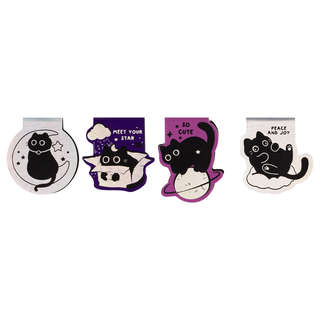 Закладки магнитные для книг, 4шт., MESHU 'Meow Space', голографическая фольга 4