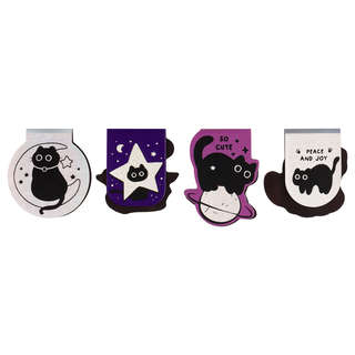 Закладки магнитные для книг, 4шт., MESHU 'Meow Space', голографическая фольга 5