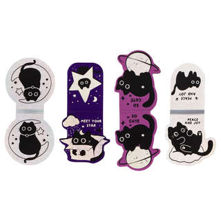 Закладки магнитные для книг, 4шт., MESHU 'Meow Space', голографическая фольга 6
