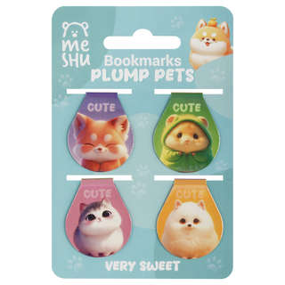Закладки магнитные для книг, 4шт., MESHU 'Plum pets', голографическая фольга 2