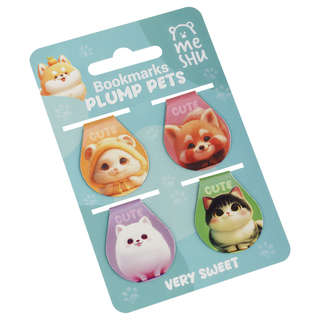 Закладки магнитные для книг, 4шт., MESHU 'Plum pets', голографическая фольга 3