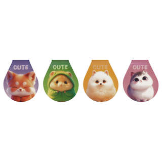 Закладки магнитные для книг, 4шт., MESHU 'Plum pets', голографическая фольга 5