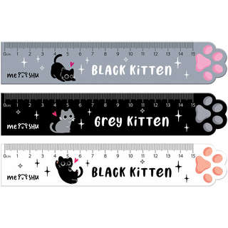 Линейка 15 см, дерево, MESHU 'Paw', ассорти. Цена за 1 шт.