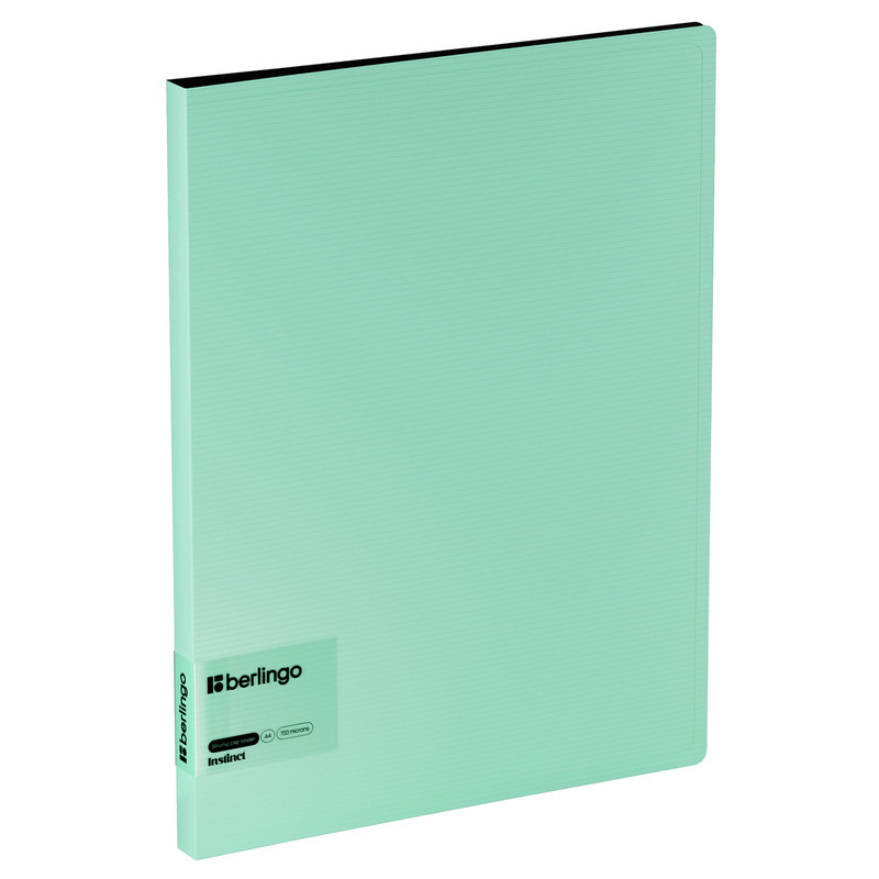 Папка c зажимом А4, пластик, с внутренним карманом, Berlingo 'Instinct', мятный