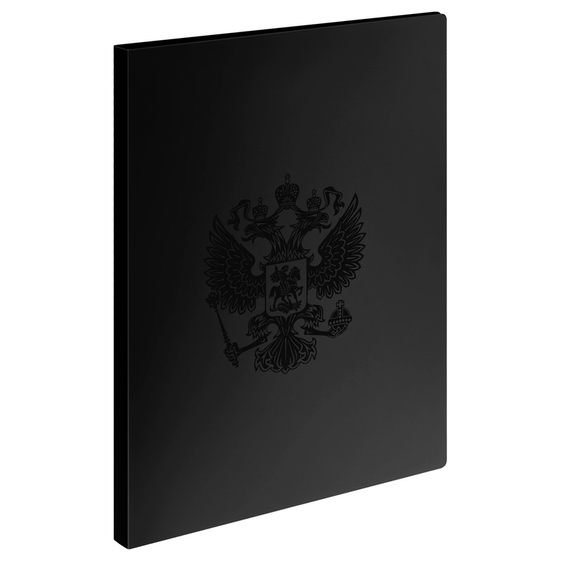 Папка с боковым зажимом А4, пластик, СТАММ 'Герб', черный