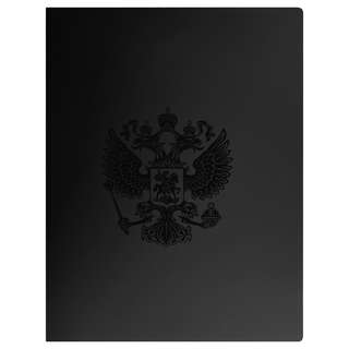 Папка с боковым зажимом А4, пластик, СТАММ 'Герб', черный 2