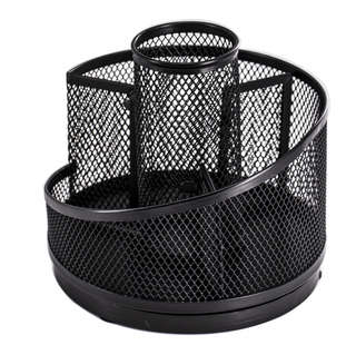 Подставка-органайзер для канцтоваров, Alingar, металлическая, 14х14х14 см, 4 отделения, черная, вращается 2