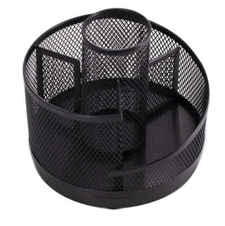 Подставка-органайзер для канцтоваров, Alingar, металлическая, 14х14х14 см, 4 отделения, черная, вращается 3