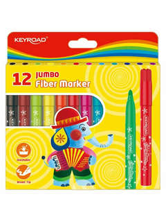 Фломастеры для рисования 12 цветов, утолщенные, на водной осн...