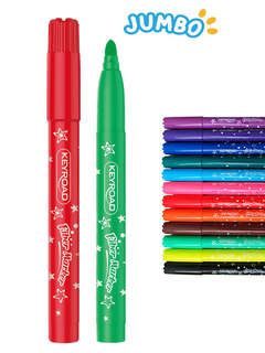 Фломастеры для рисования 12 цветов, утолщенные, на водной основе KEYROAD Jumbo 3