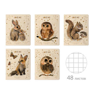 Тетрадь общая А5, 48 листов в клетку, BV Love Me: Funny Anima...