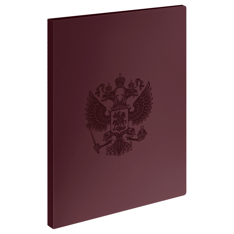 Папка с боковым зажимом А4, пластик, СТАММ 'Герб', гранат