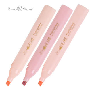 Набор текстовыделителей 3 цвета BV Love Me: розовый, сиреневый, бежевый 2