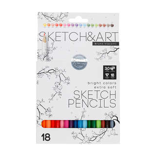 Карандаши цветные 18 цветов, грифель 3 мм, BV Sketch&Art