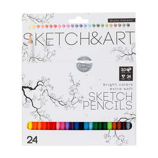 Карандаши цветные 24 цвета, грифель 3 мм, BV Sketch&Art