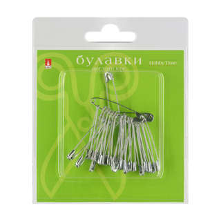 Булавки английские металлические, размер 2, 24 шт в упаковке,...