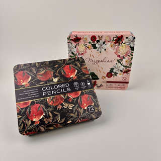 Карандаши цветные 72 цвета, грифель 3 мм, BV Flora: Гранат, в металлической коробке 14