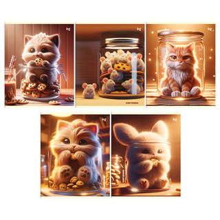 Тетрадь 48 листов, А5, клетка BG 'В банке', обложка в ассорти...