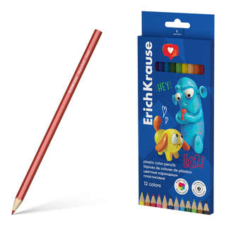 Цветные карандаши 12 цветов, пластиковые ErichKrause Jolly Fr...