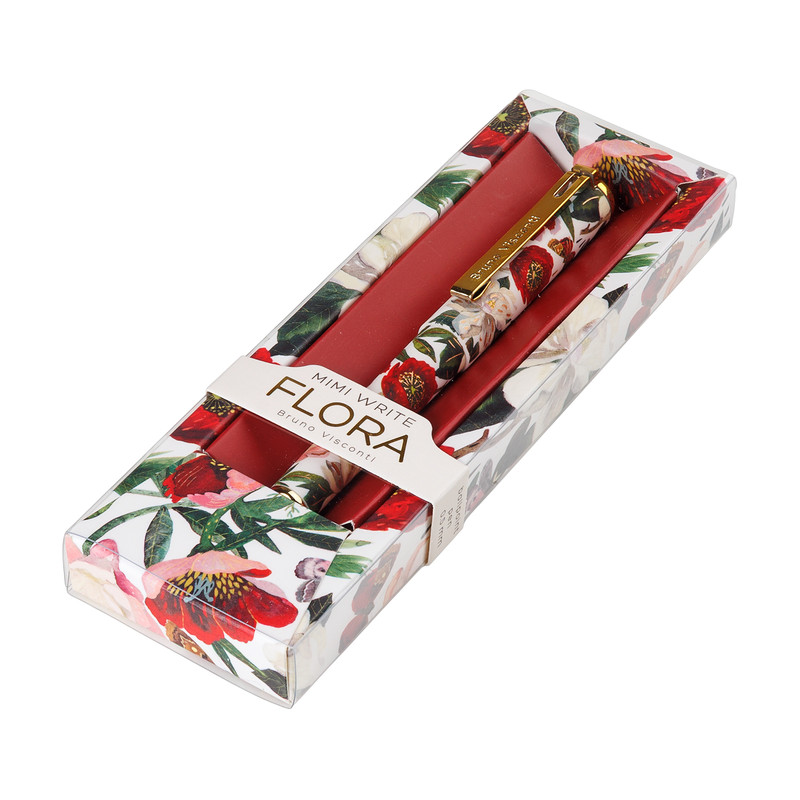 Ручка шариковая 0.5 мм, BV MimiWrite, Flora Пионы, в подарочной упаковке