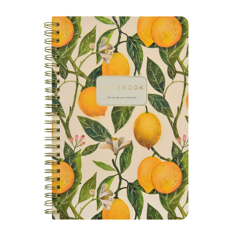 Тетрадь А5 (14х21 см) 60 листов в клетку, на спирали, BV Flora Paradise: Лимоны
