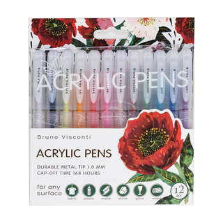 Набор из 12-ти акриловых ручек 1.0 мм, BV Flora Пионы