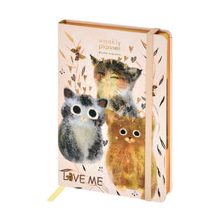 Еженедельник А5, 72 листа, на резинке, BV Love Me Котики, сча...