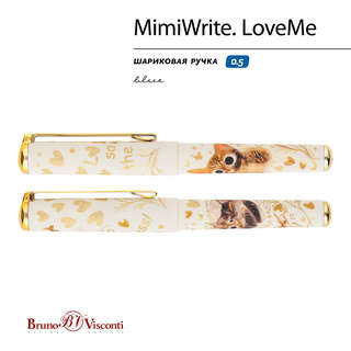 Ручка шариковая 0.5 мм, BV MimiWrite Love Me Милый котик, синяя, ассорти. Цена за 1 шт. 2
